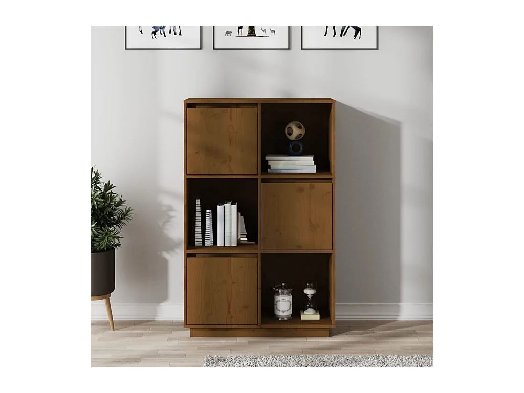 Buffet haut Marron miel 74x35x117 cm Bois massif de pin EGER52202