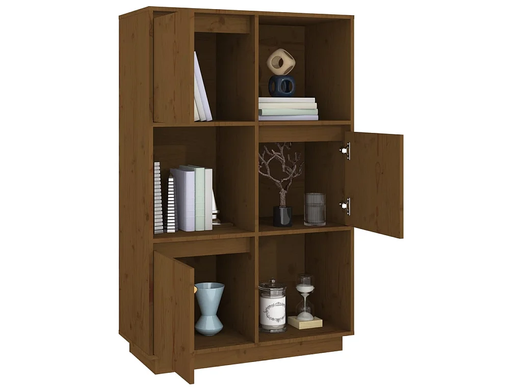 Highboard,Kommode Honigbraun 74x35x117 cm Massivholz Kiefer -gkd254891