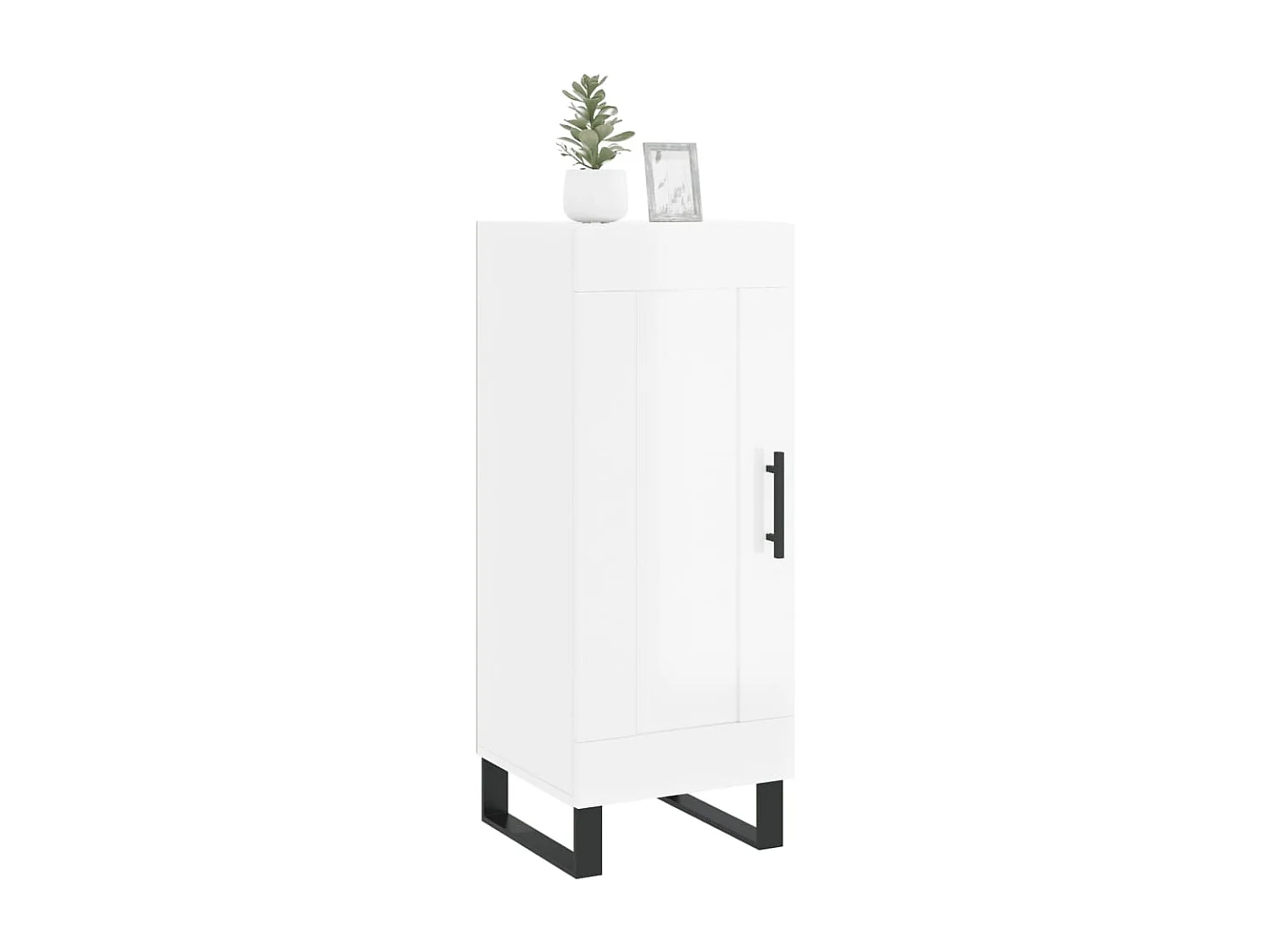 Buffet Blanc brillant 34,5x34x90 cm Bois d'ingénierie QWE56339