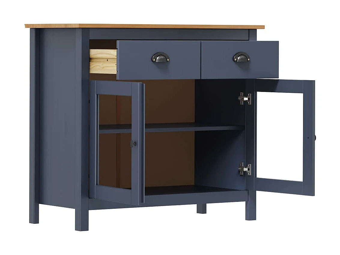 Buffet Hill Gris 90x40x80 cm Bois de pin solide EGER71738