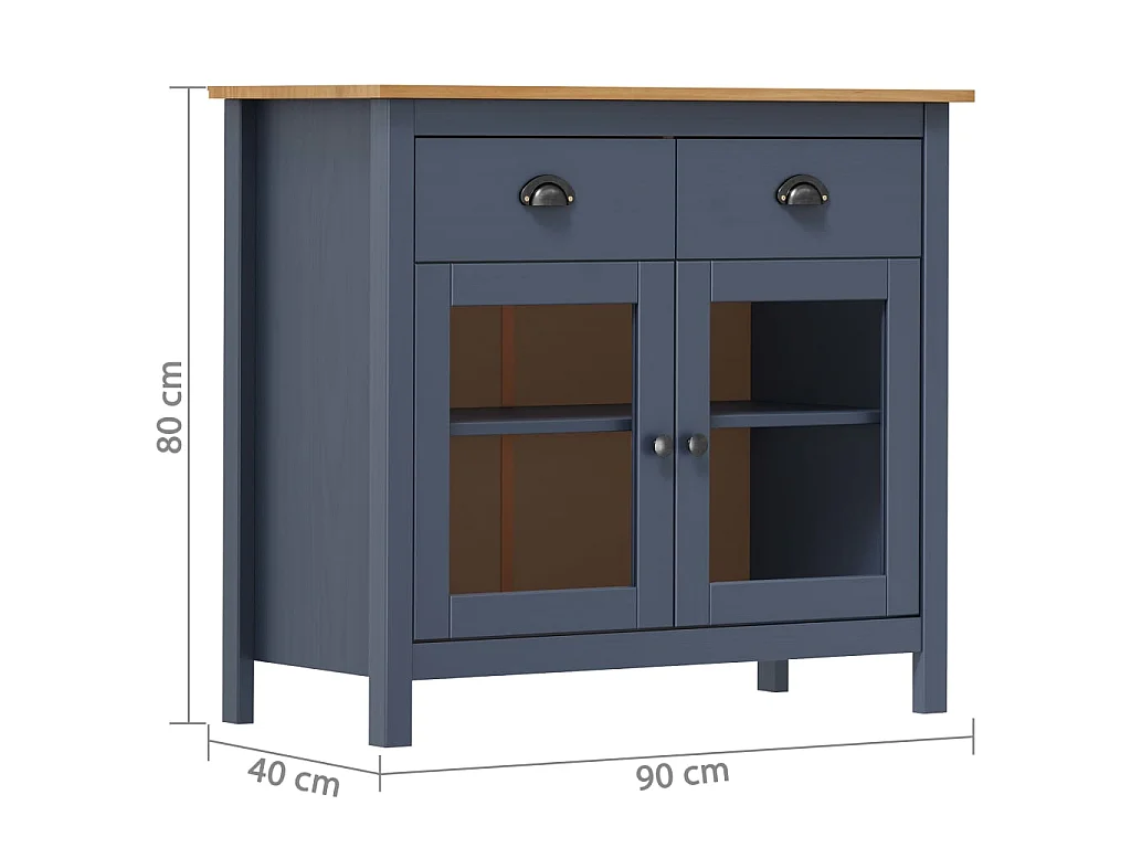 Dressoir Hill Range 90x40x80 cm massief grenenhout grijs NL998727