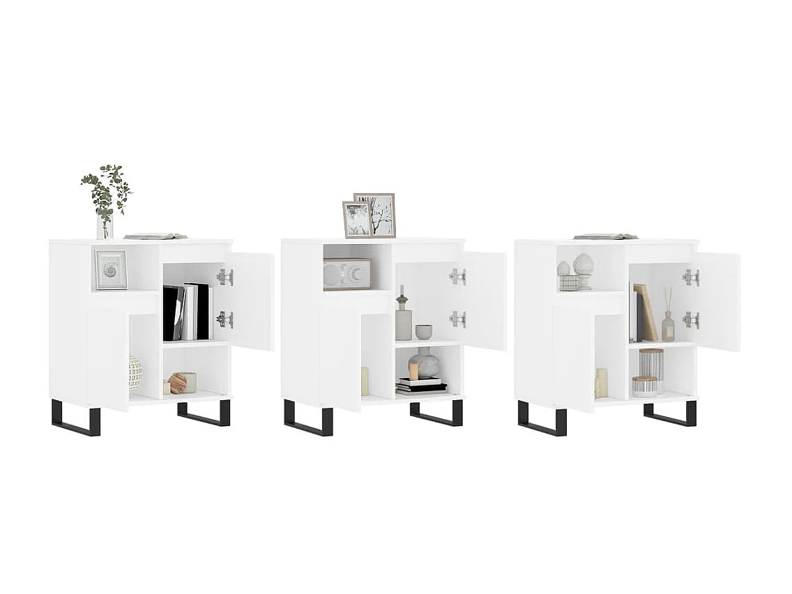 lot de 3 Buffets Blanc Bois d'ingénierie QWE94622