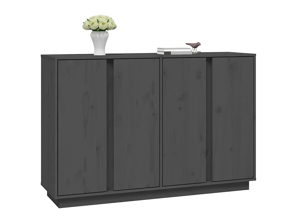 Buffet Gris 120x35x80 cm Bois massif de pin EGER97154