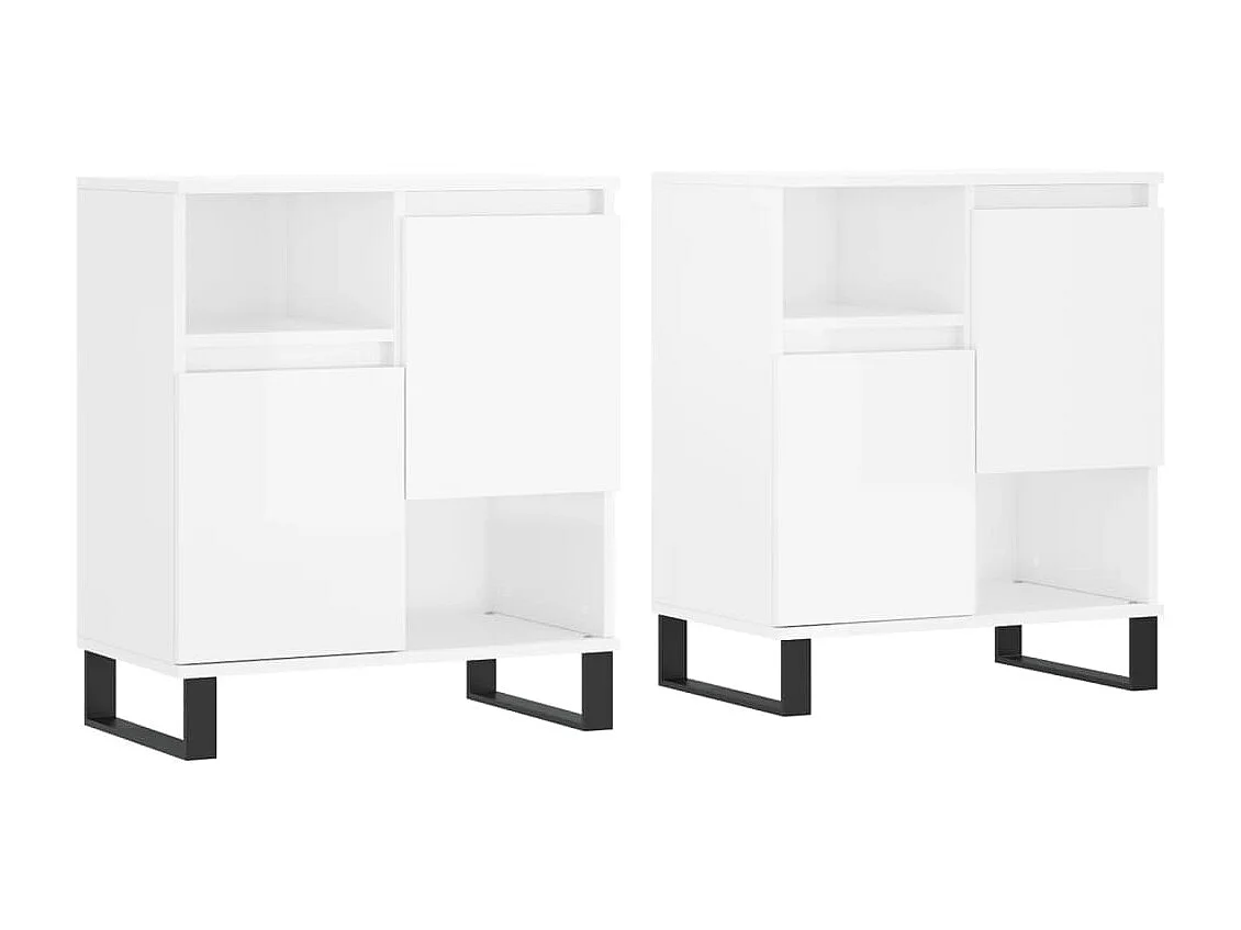 lot de 2 Buffets blanc brillant bois d'ingénierie QWE58155