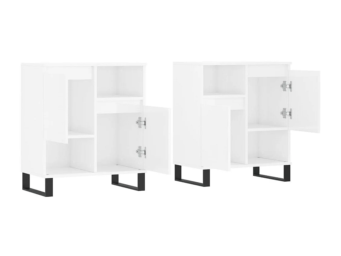 lot de 2 Buffets blanc brillant bois d'ingénierie QWE58155