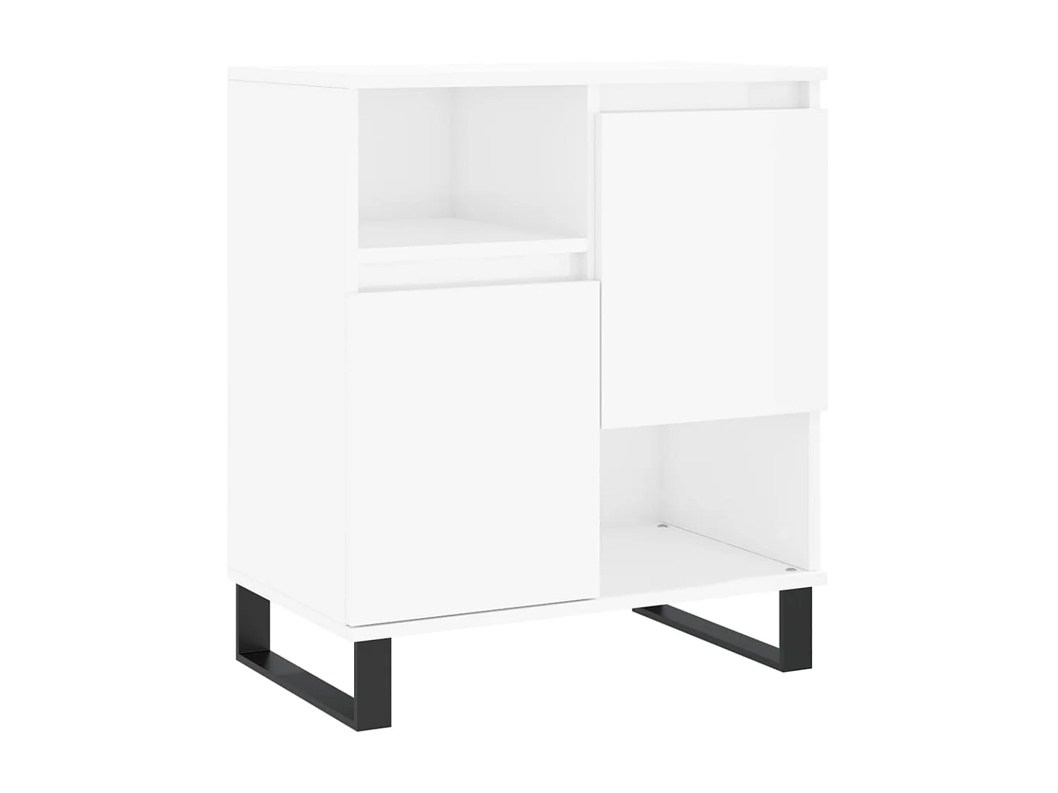 lot de 2 Buffets blanc brillant bois d'ingénierie QWE58155