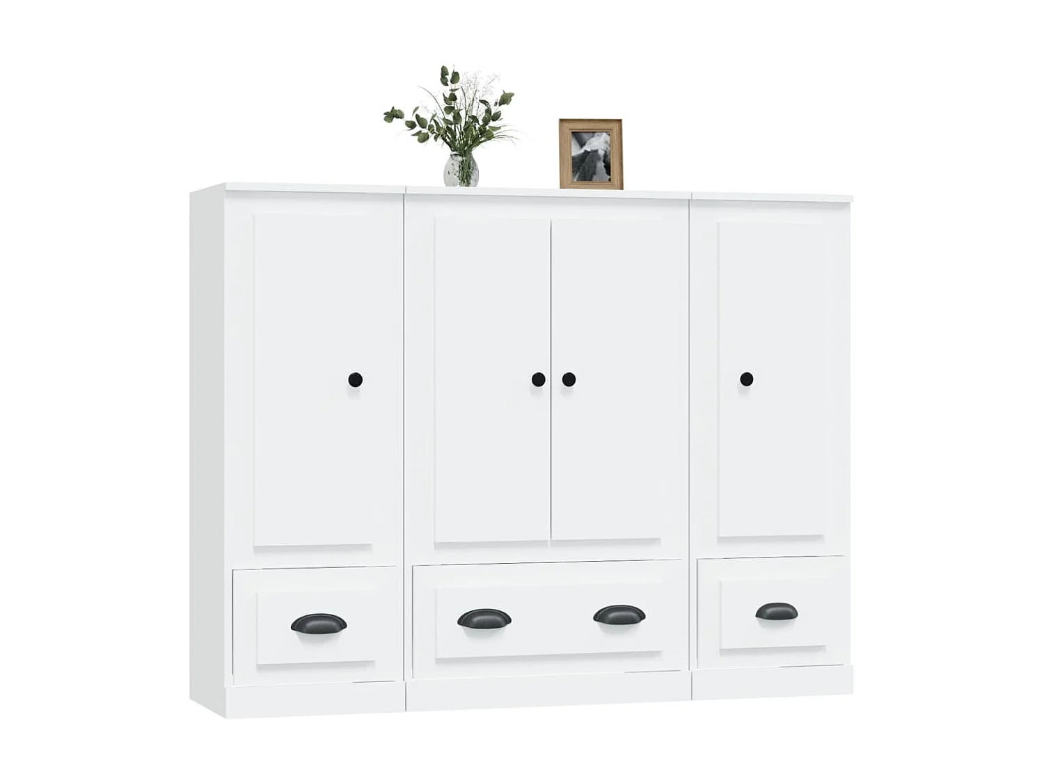 Buffets haut 3 pcs blanc bois d'ingénierie EGER48909