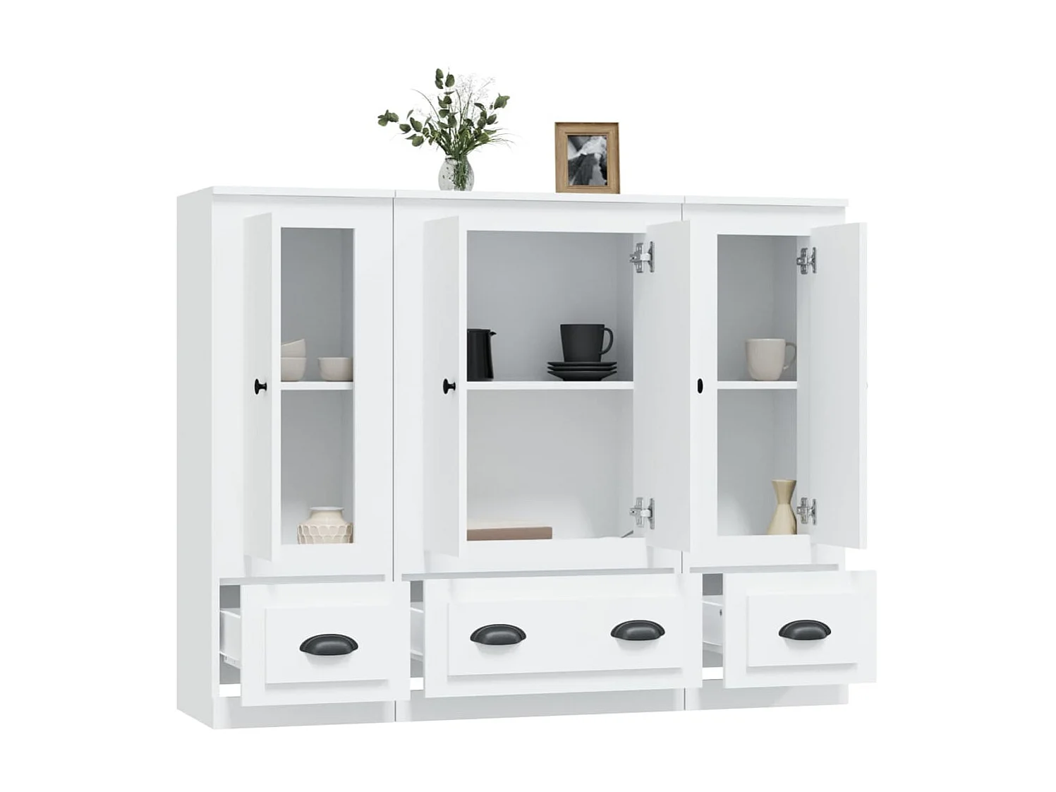 Buffets haut 3 pcs blanc bois d'ingénierie EGER48909