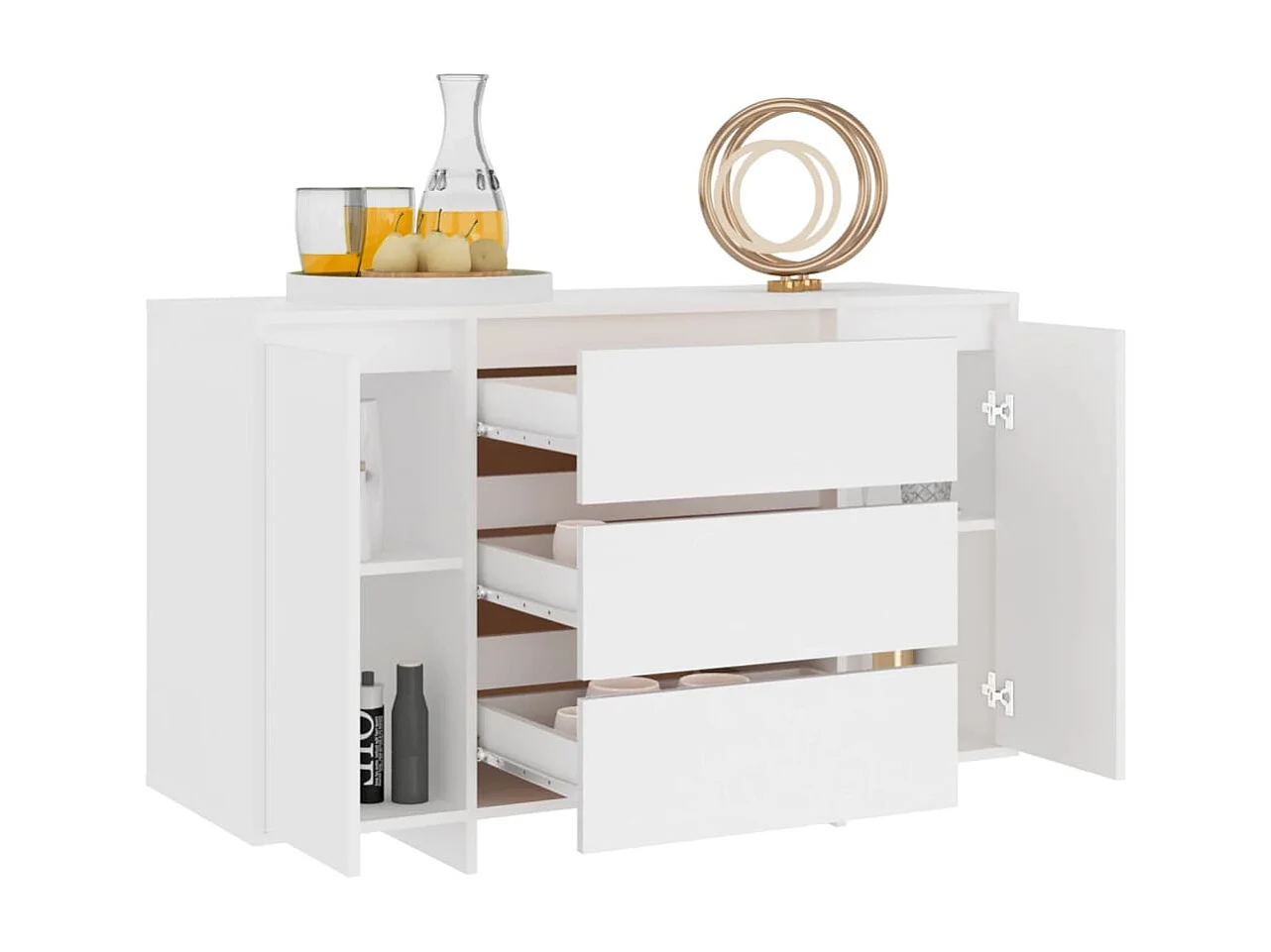 Aparador con 3 cajones madera contrachapada blanco 120x41x75 cm ES35708