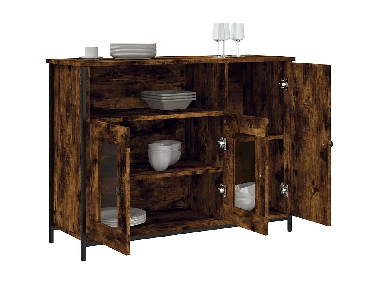 Dressoir 100x35x75 cm bewerkt hout gerookt eikenkleurig NL69981