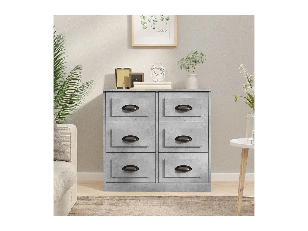 Buffet gris béton 70x35,5x67,5 cm bois d'ingénierie EGER16216