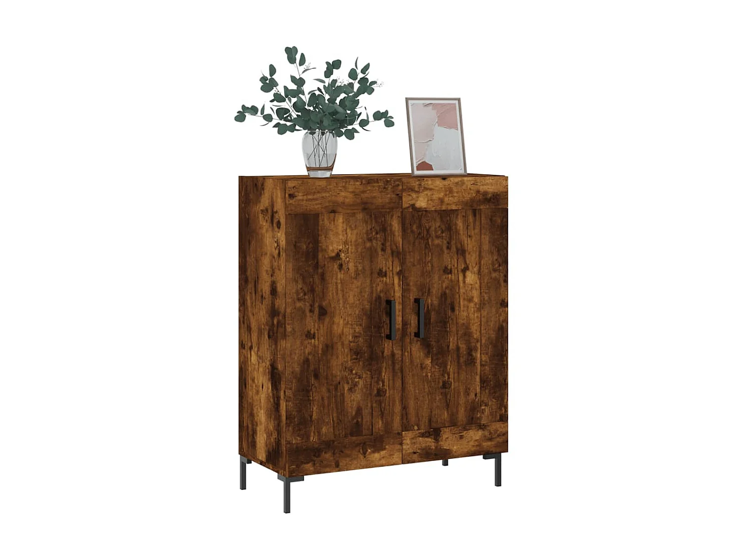 Buffet chêne fumé 69,5x34x90 cm bois d'ingénierie QWE54782