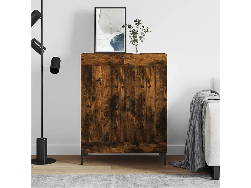 Buffet chêne fumé 69,5x34x90 cm bois d'ingénierie QWE54782