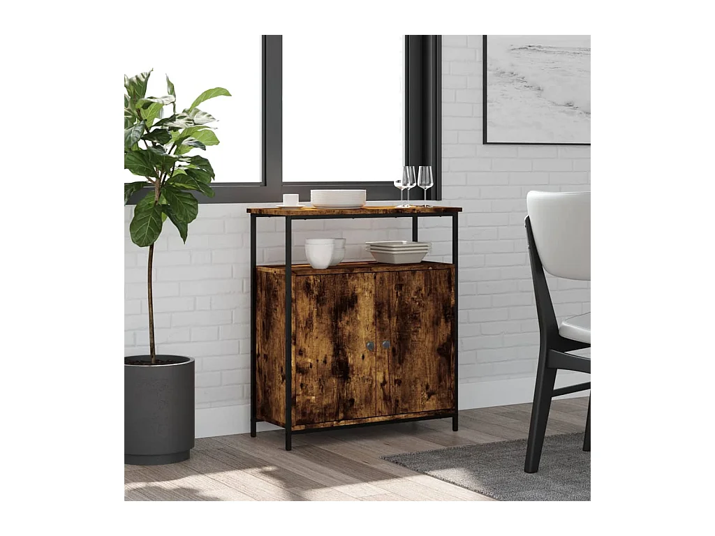 Buffet chêne fumé 70x30x80 cm bois d'ingénierie QWE29144