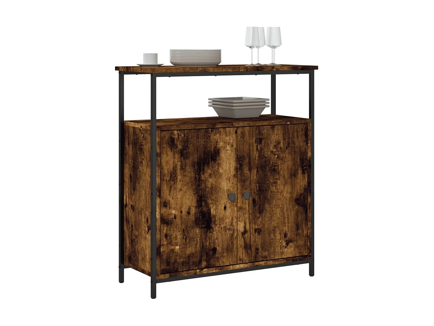 Buffet chêne fumé 70x30x80 cm bois d'ingénierie QWE29144
