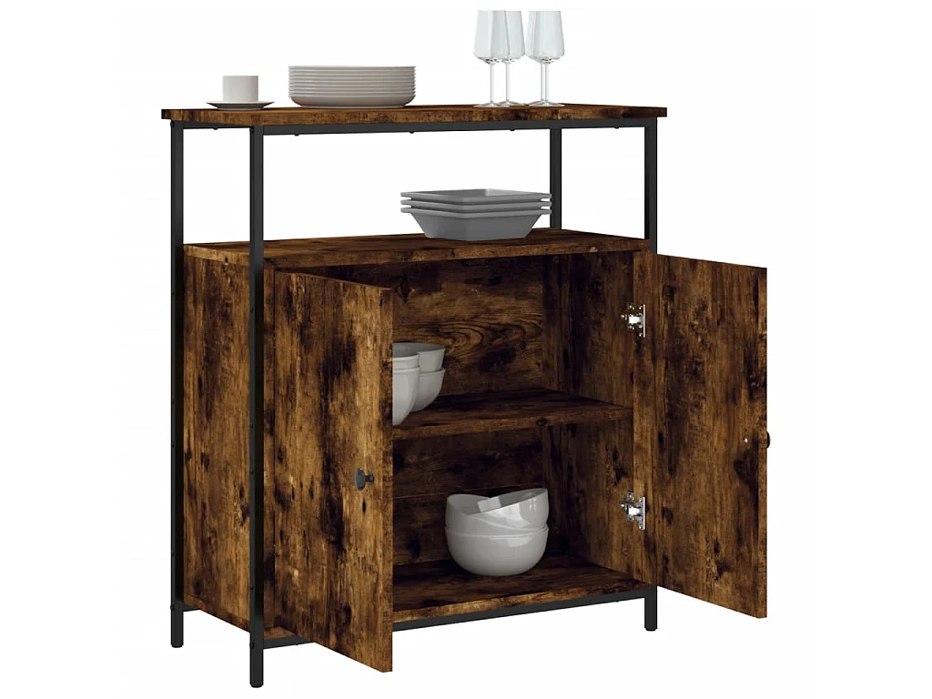 Buffet chêne fumé 70x30x80 cm bois d'ingénierie QWE29144