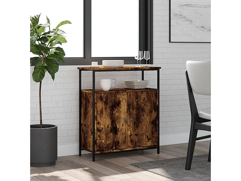 Aparador de madera de ingeniería roble ahumado 70x30x80 cm ES87107