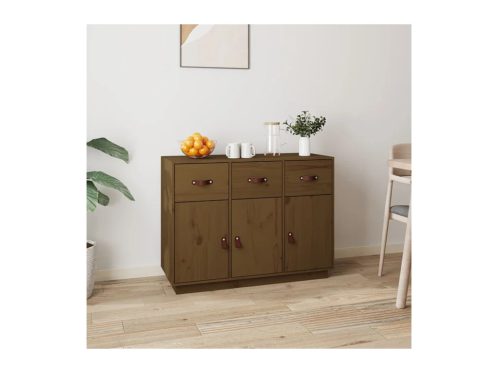 Buffet Marron miel 100x40x75 cm Bois massif de pin QWE33265