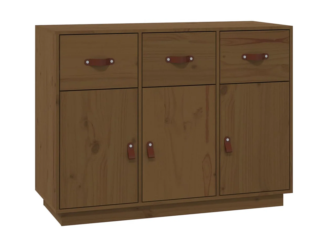 Aparador de madera maciza de pino marrón miel 100x40x75 cm ES57228