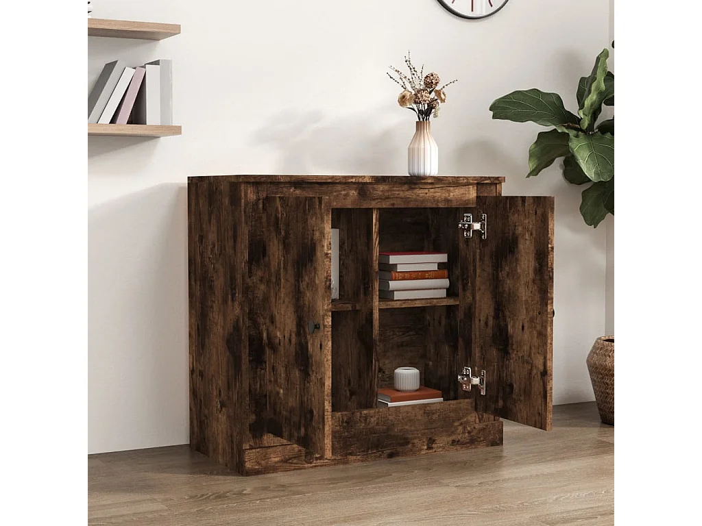 Aparador de madera contrachapada roble ahumado 70x35,5x67,5 cm ES89970