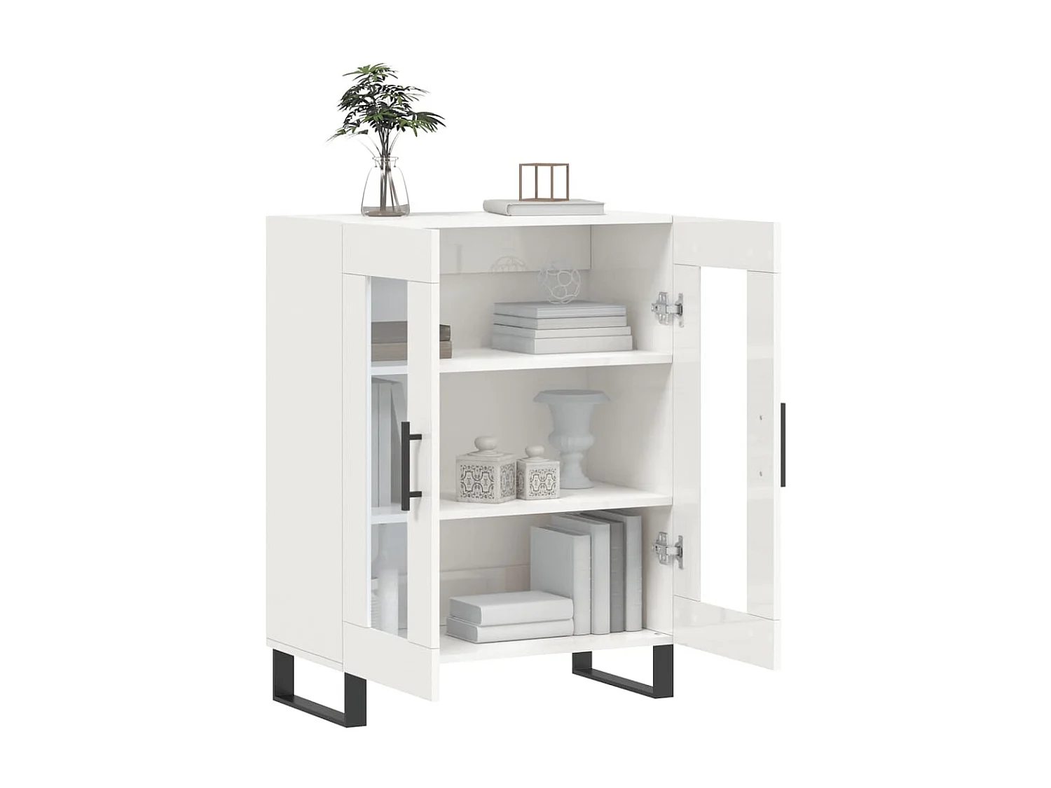 Dressoir 69,5x34x90 cm bewerkt hout hoogglans wit NL403810