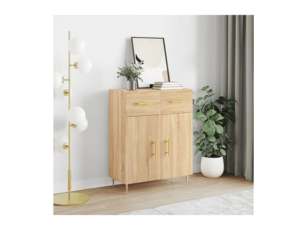 Buffet chêne sonoma 69,5x34x90 cm bois d'ingénierie QWE40850