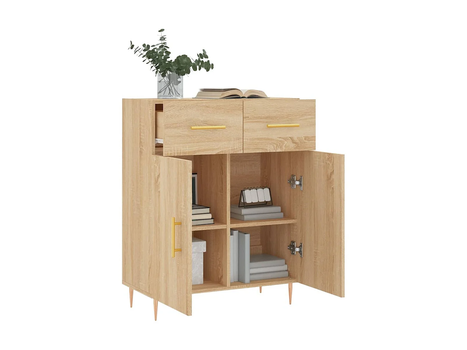 Buffet chêne sonoma 69,5x34x90 cm bois d'ingénierie QWE40850