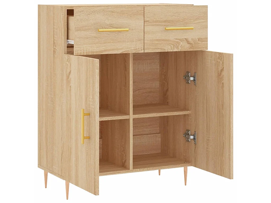Buffet chêne sonoma 69,5x34x90 cm bois d'ingénierie QWE40850