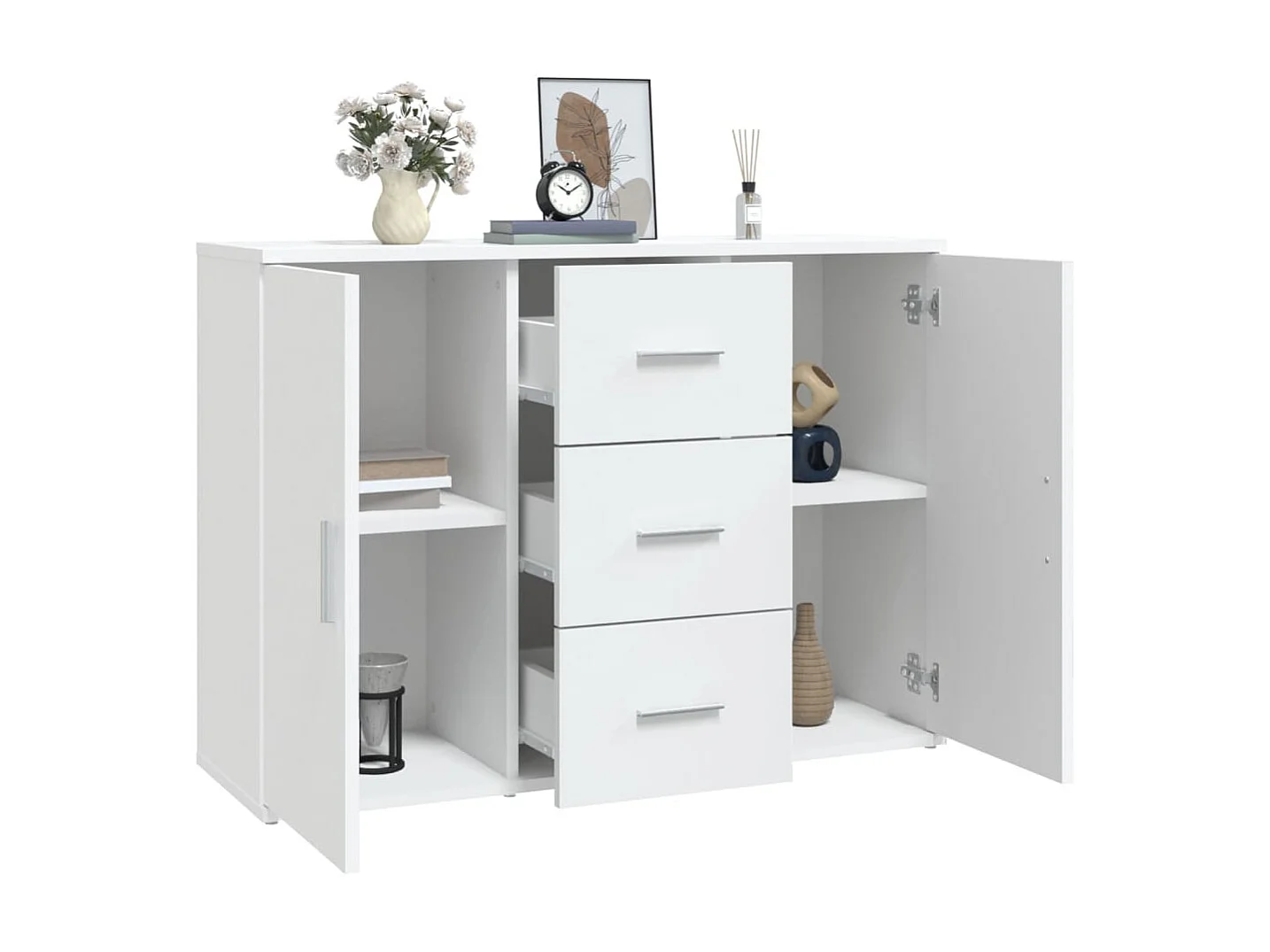 Buffet blanc 91x29,5x65 cm bois d'ingénierie QWE58992