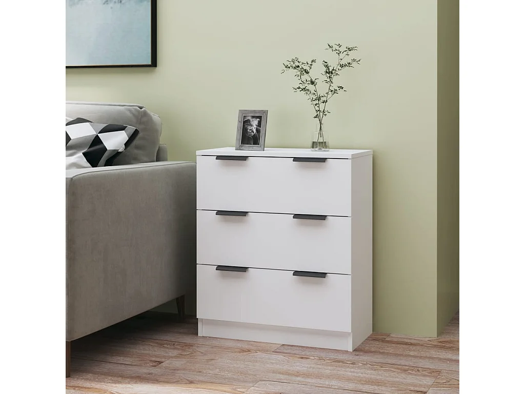 Dressoir 60x30x70 cm bewerkt hout wit NL317257