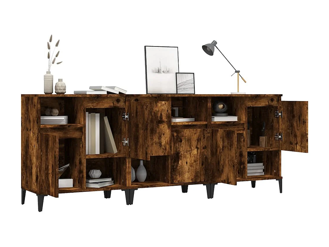 Aparadores 3 pcs 60x35x70 cm derivados madeira carvalho fumado PT668031