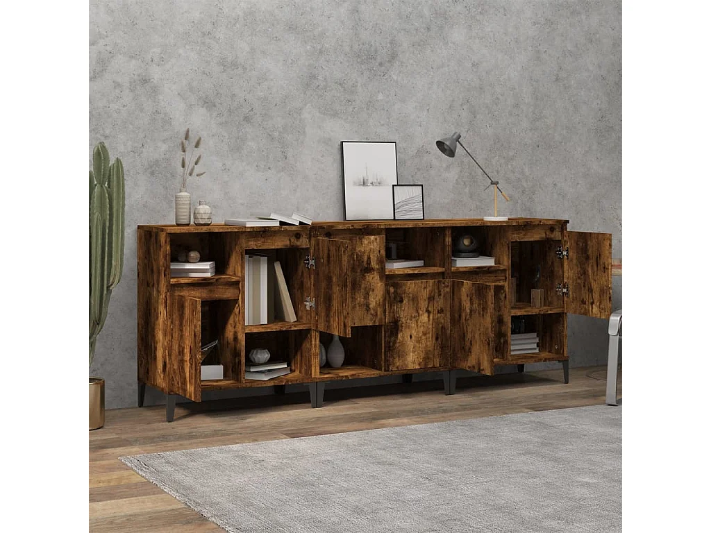 Buffets 3 pcs chêne fumé 60x35x70 cm bois d'ingénierie EGER28577