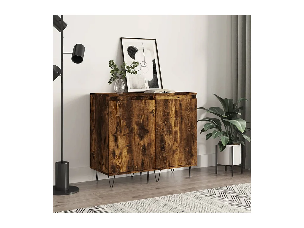 lot de 2 Buffets chêne fumé 40x35x70 cm bois d'ingénierie QWE67765
