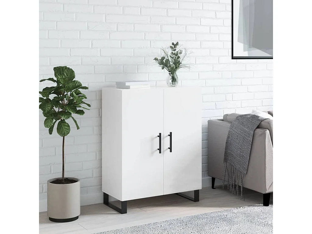 Buffet Blanc brillant 69,5x34x90 cm Bois d'ingénierie QWE89834