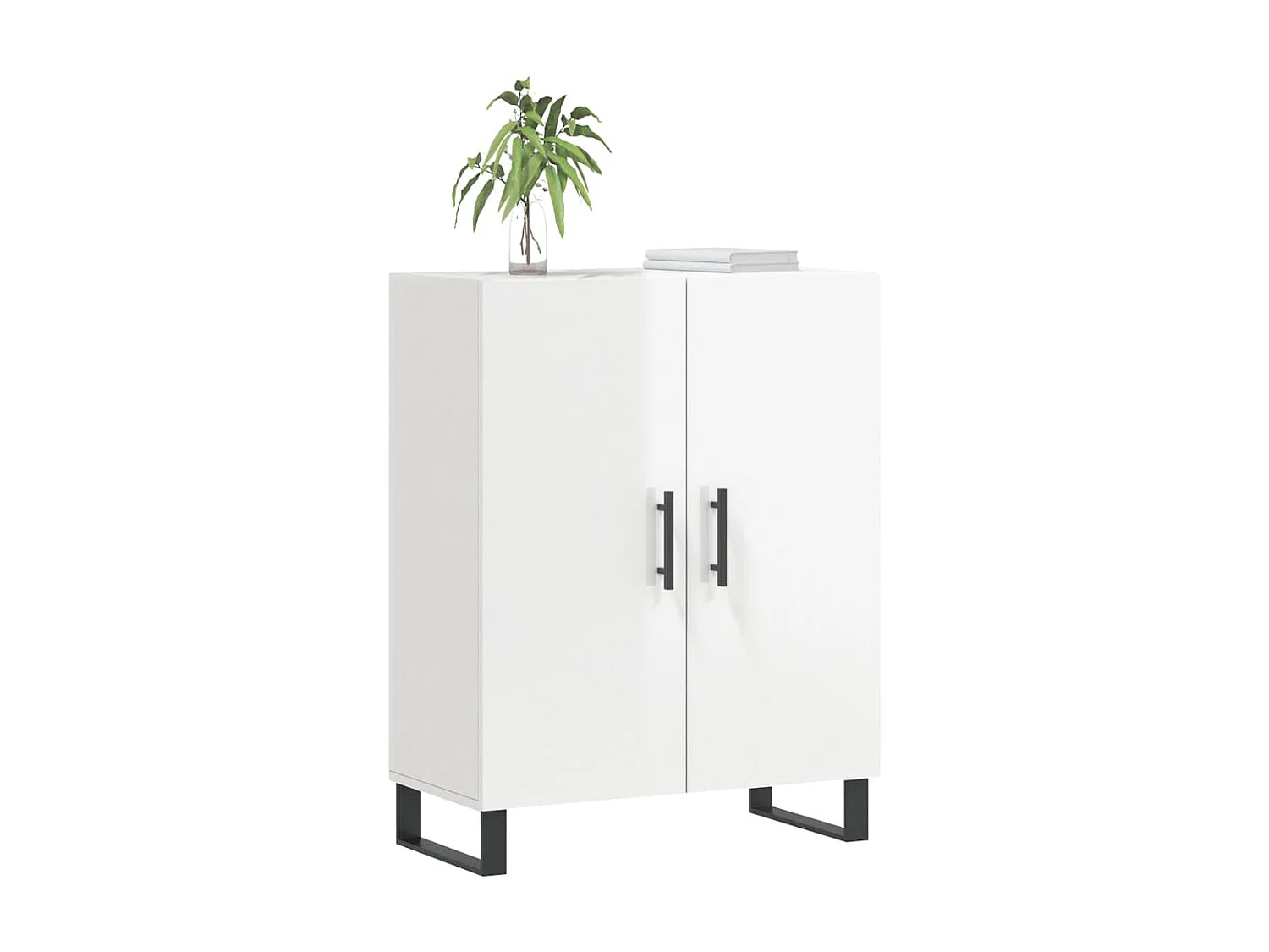 Buffet Blanc brillant 69,5x34x90 cm Bois d'ingénierie QWE89834