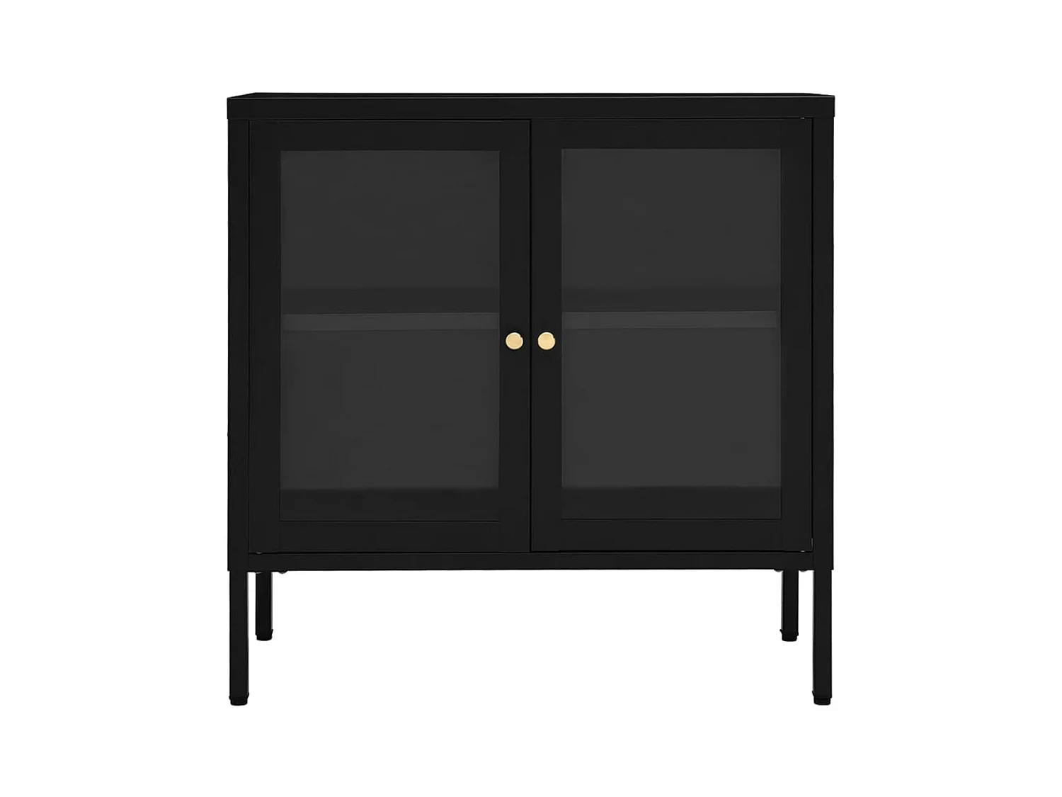 Buffet Noir 70x35x70 cm Acier et verre EGER64176