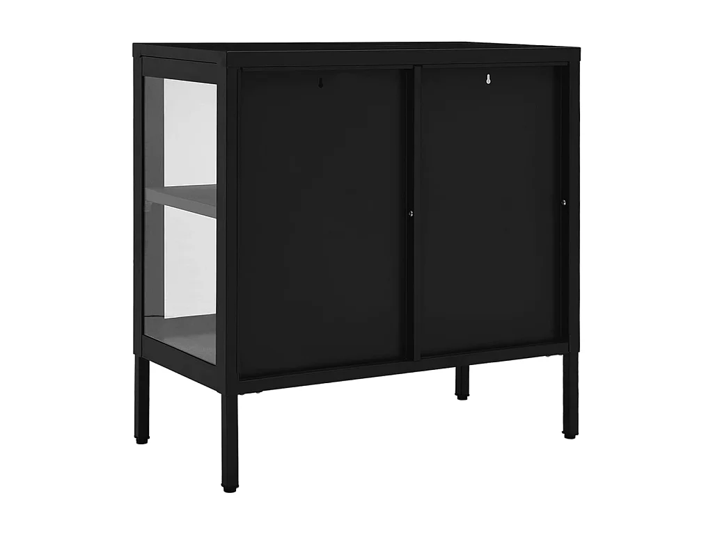 Buffet Noir 70x35x70 cm Acier et verre EGER64176
