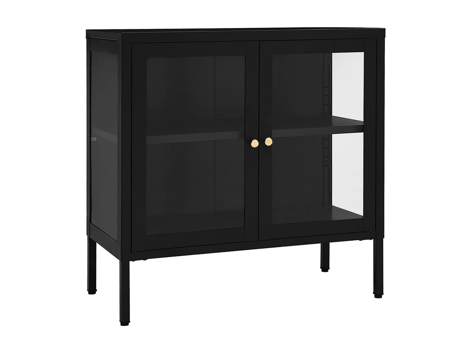 Buffet Noir 70x35x70 cm Acier et verre EGER64176
