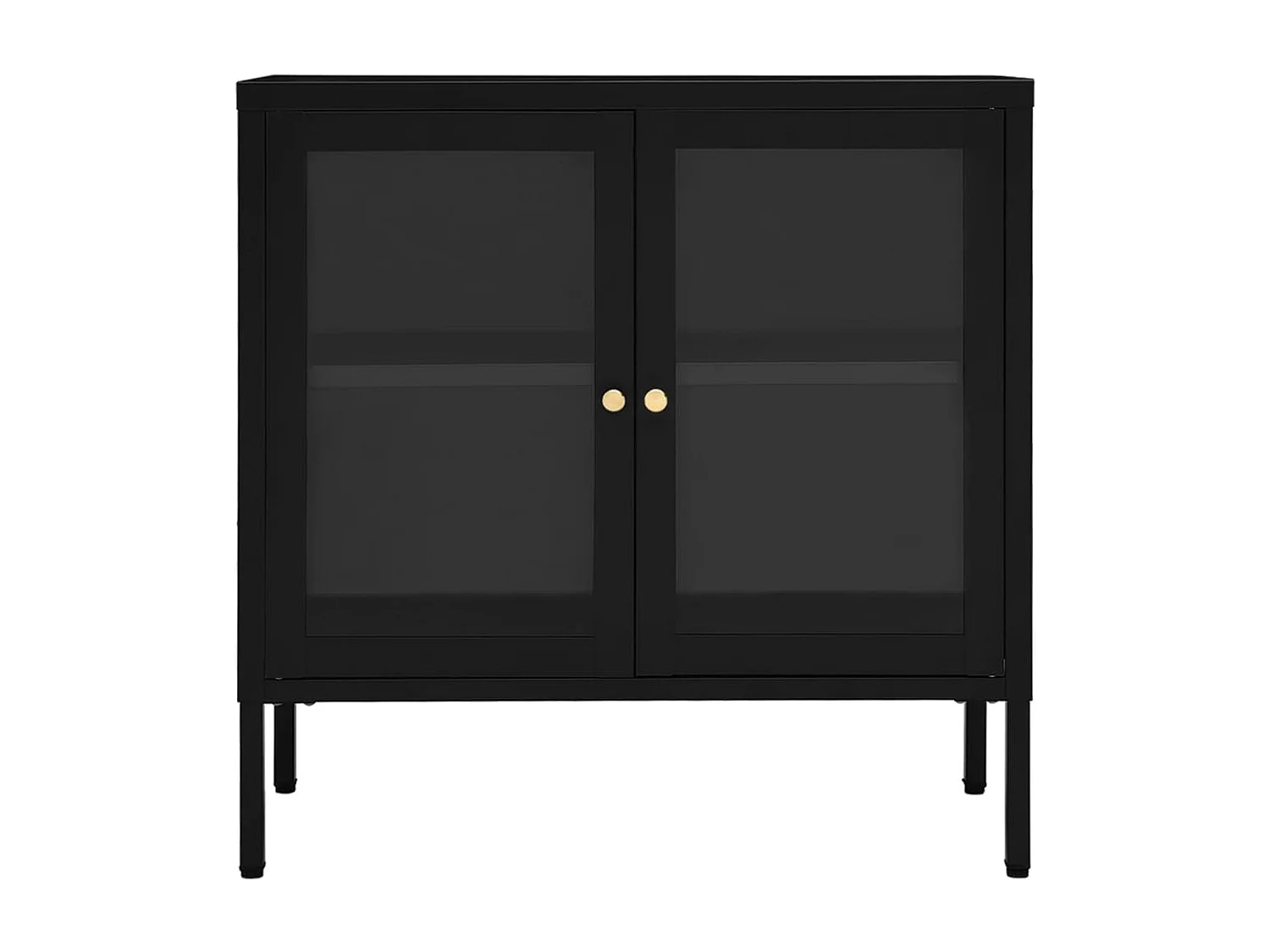 Buffet Noir 70x35x70 cm Acier et verre EGER64176