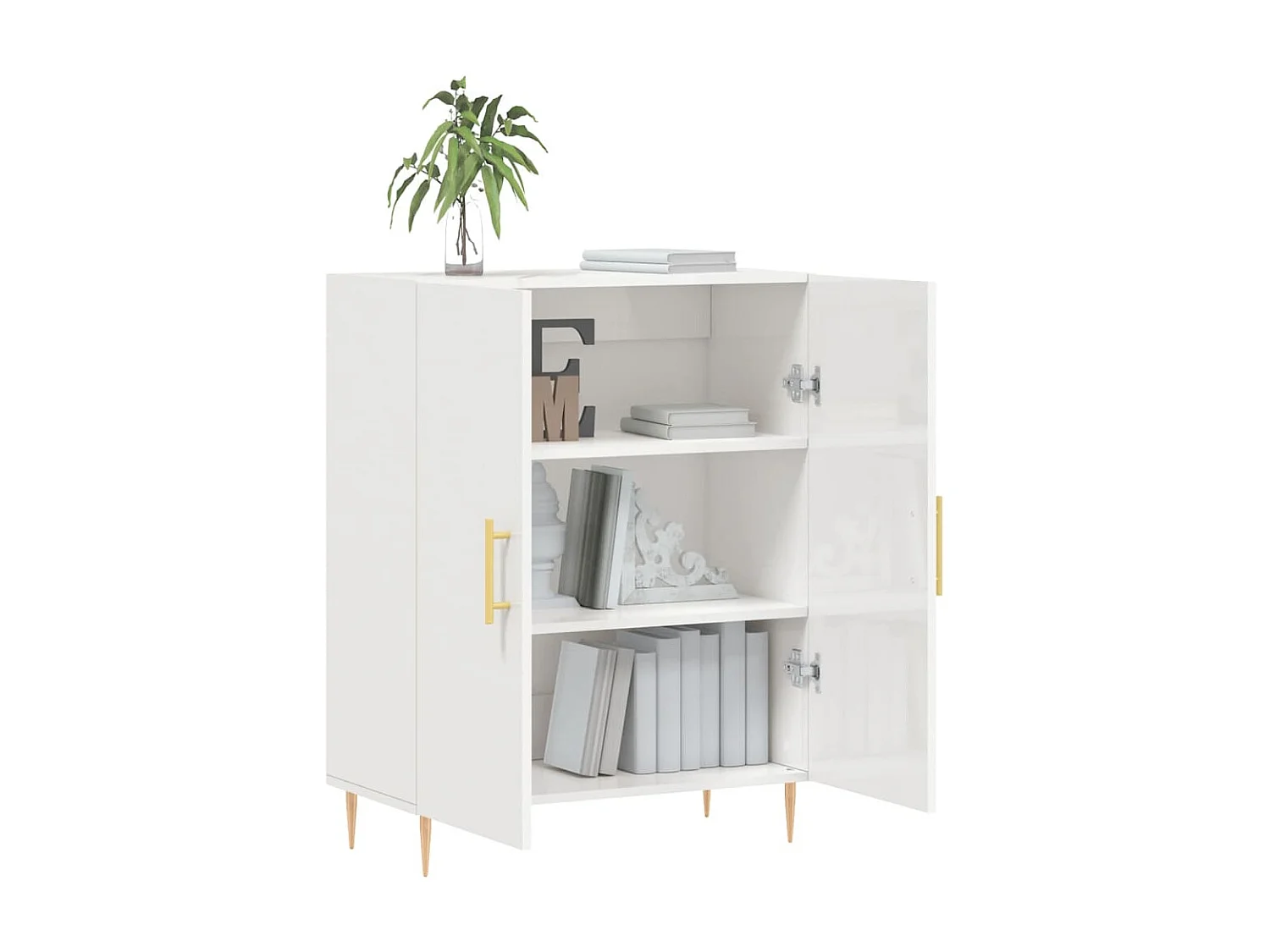 Buffet Blanc brillant 69,5x34x90 cm Bois d'ingénierie QWE96069