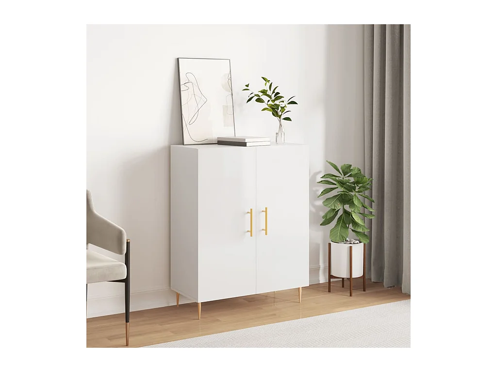 Buffet Blanc brillant 69,5x34x90 cm Bois d'ingénierie QWE96069
