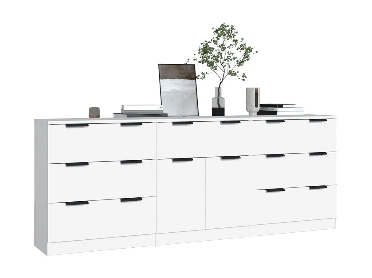 Buffets 3 pcs Blanc Bois d'ingénierie EGER77346