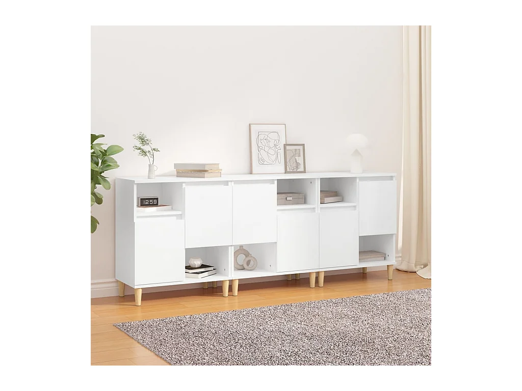 Buffets 3 pcs blanc 60x35x70 cm bois d'ingénierie EGER72145