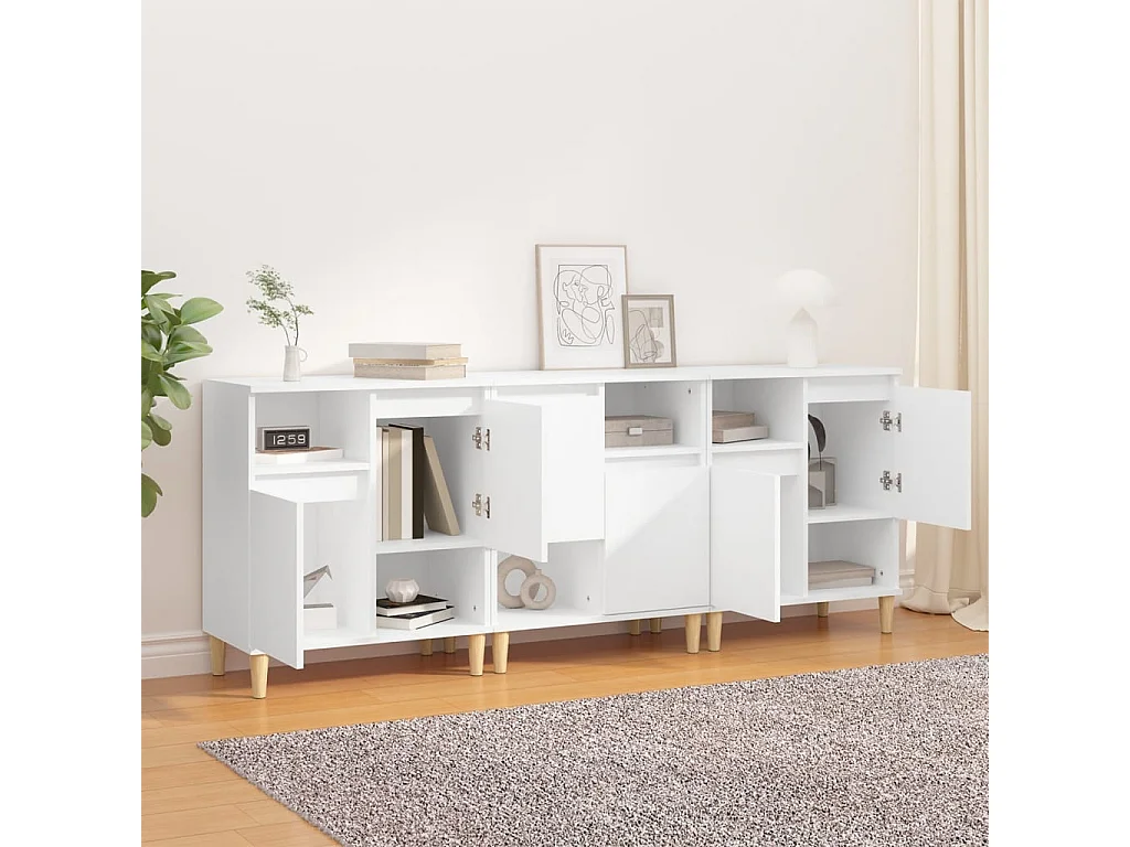Buffets 3 pcs blanc 60x35x70 cm bois d'ingénierie EGER72145