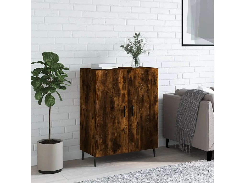 Buffet chêne fumé 69,5x34x90 cm bois d'ingénierie QWE86298