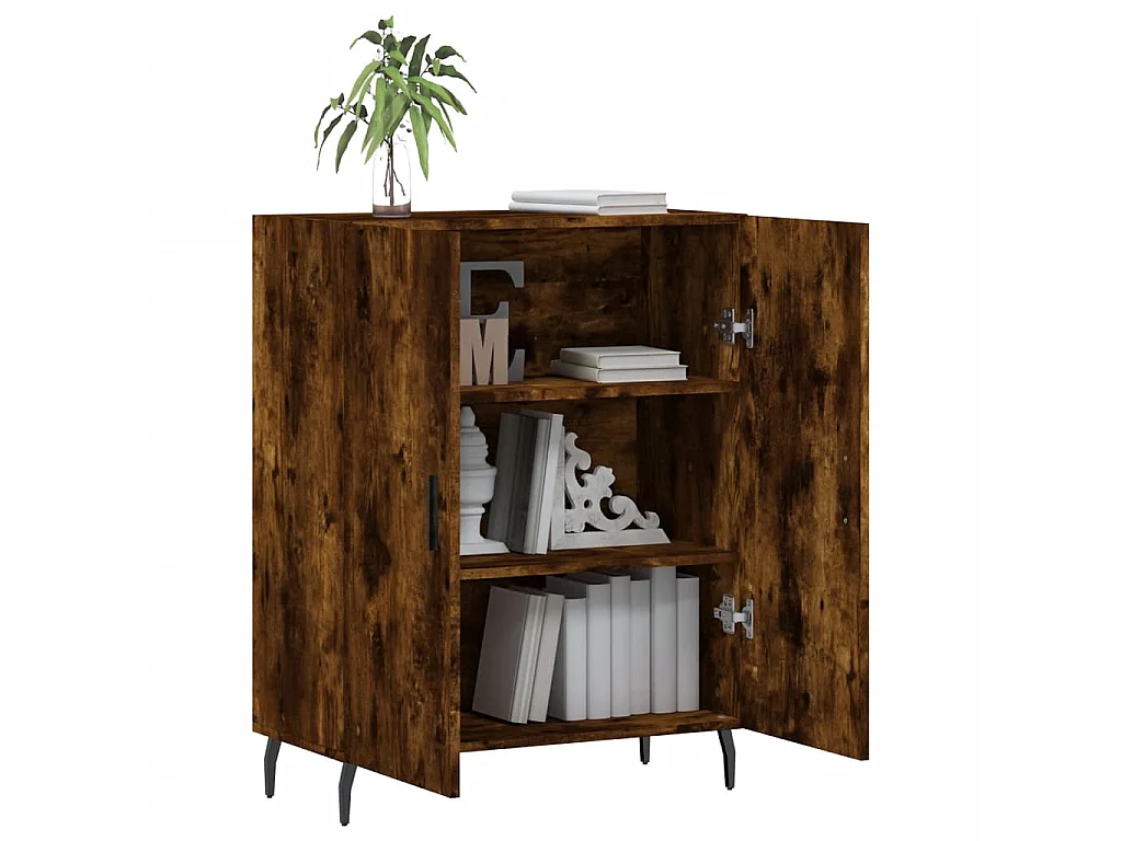 Buffet chêne fumé 69,5x34x90 cm bois d'ingénierie QWE86298