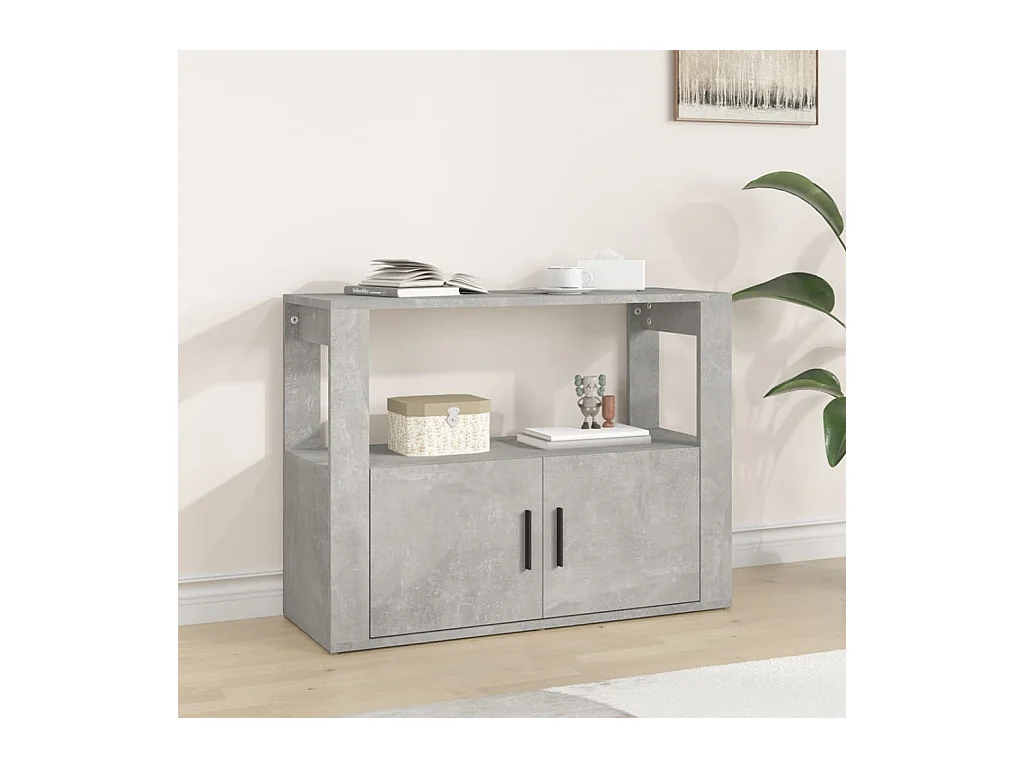 Buffet Gris béton 80x30x60 cm Bois d'ingénierie EGER38335