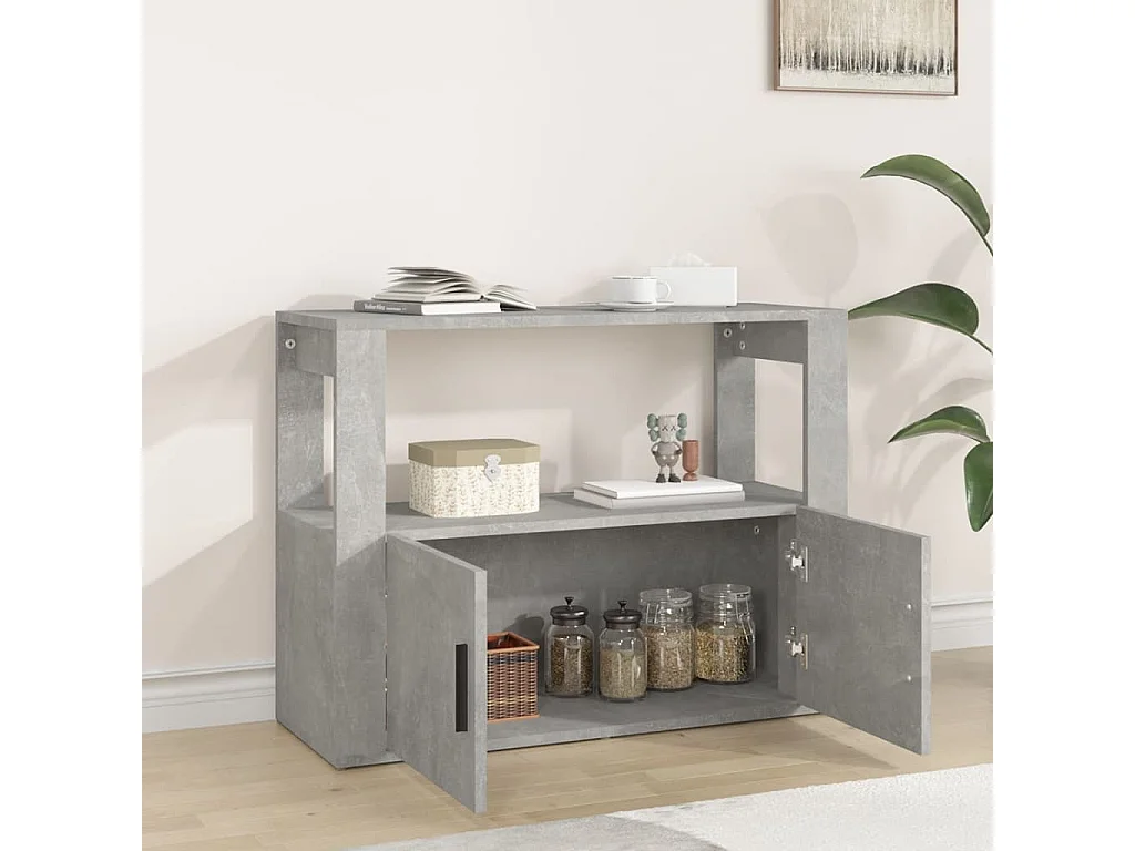 Buffet Gris béton 80x30x60 cm Bois d'ingénierie EGER38335