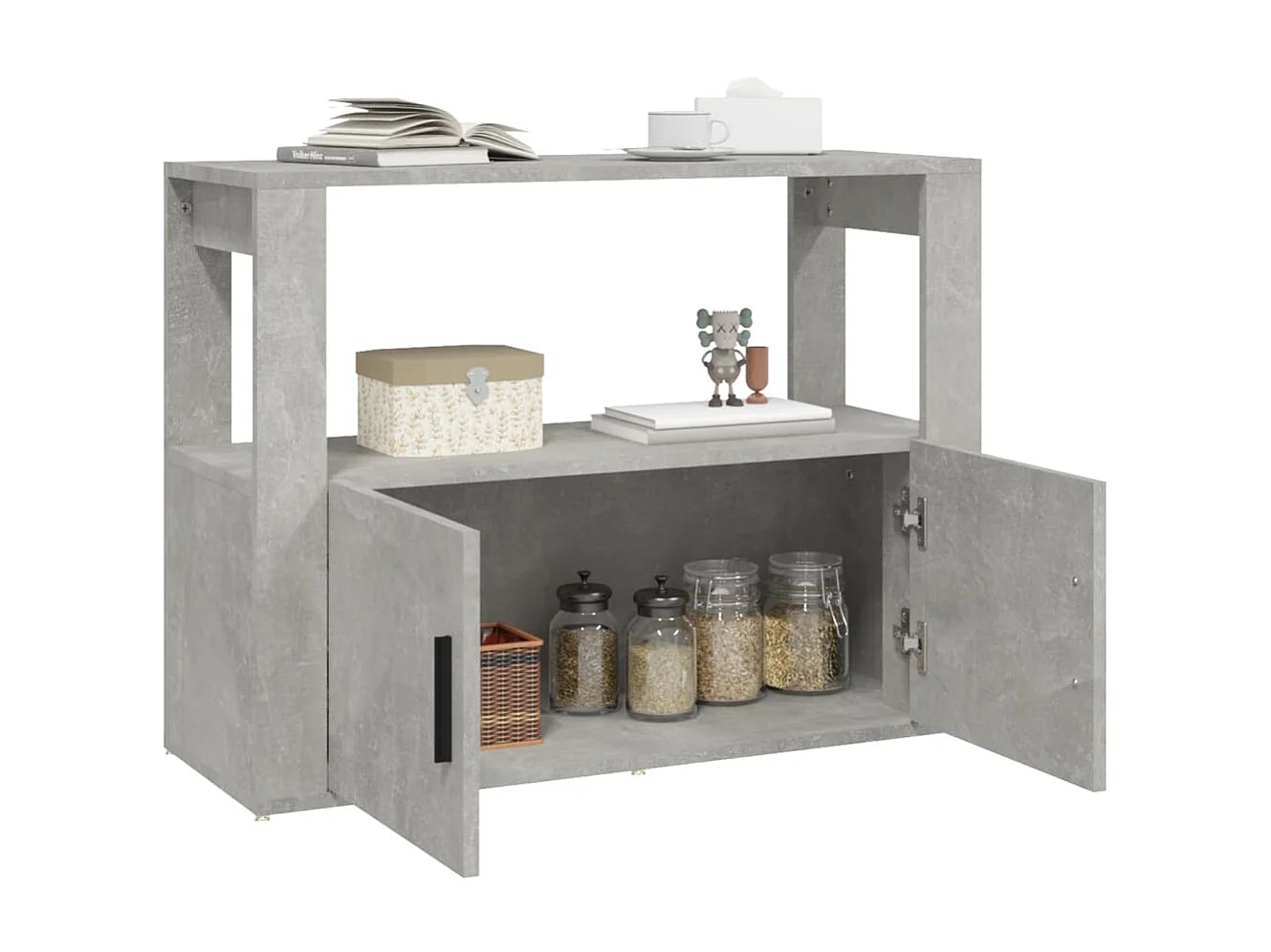Buffet Gris béton 80x30x60 cm Bois d'ingénierie EGER38335
