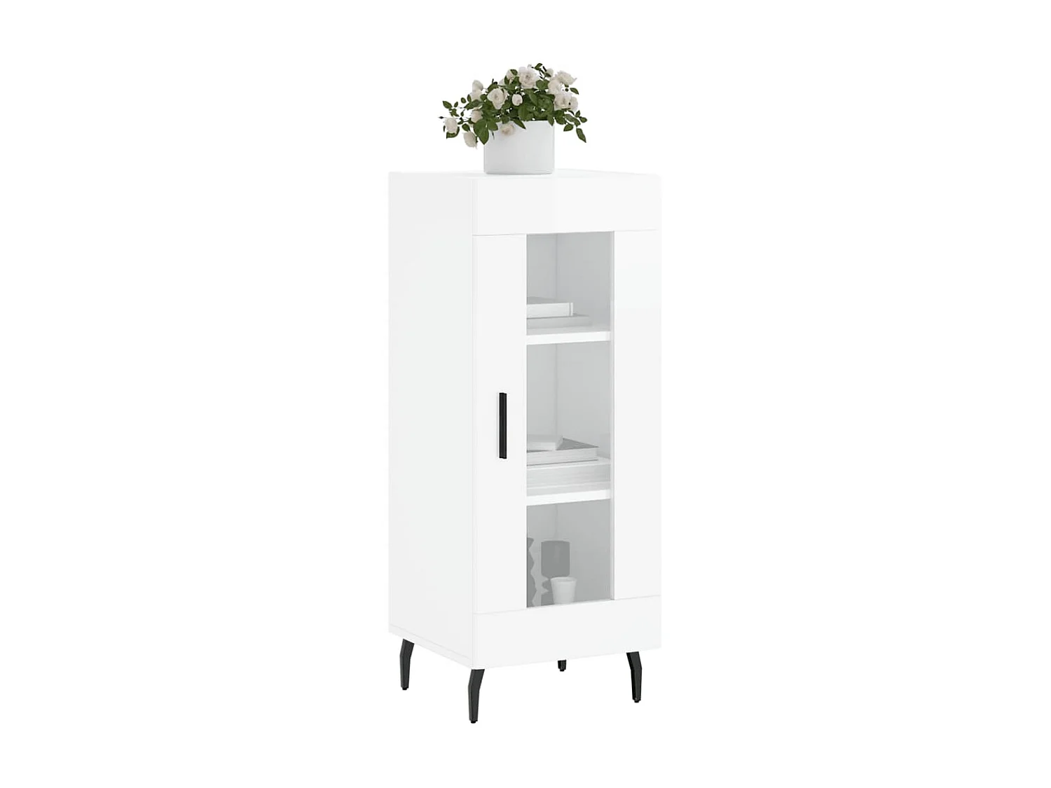 Buffet Blanc brillant 34,5x34x90 cm Bois d'ingénierie QWE47445